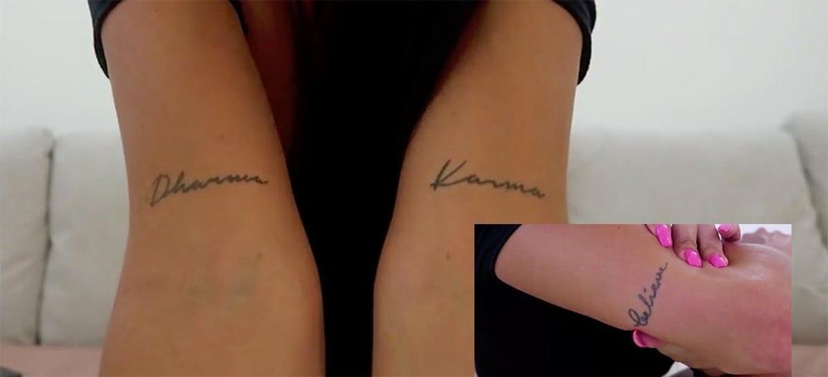 Aurah Ruiz tatuajes: Karma, Dharma y Believe