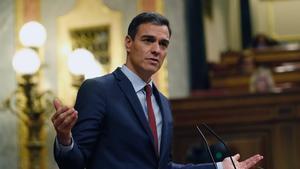 GRAF4738. MADRID, 27/02/2019.- El presidente del Gobierno, Pedro Sánchez , durante su comparecencia este miércoles en el último pleno del Congreso antes de la convocatoria de elecciones. EFE/J.P.Gandul