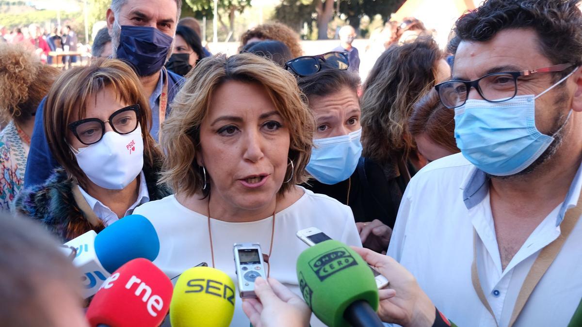 Susana Díaz a su llegada al Congreso Regional del PSOE Andaluz en Torremolinos.