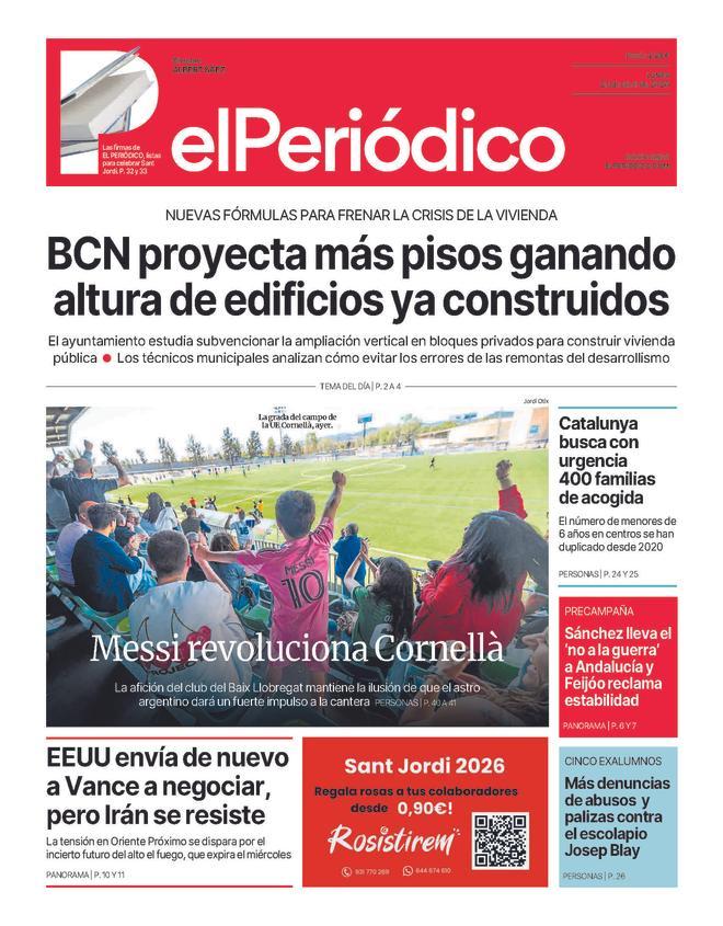 La portada de EL PERIÓDICO del 20 de abril de 2026