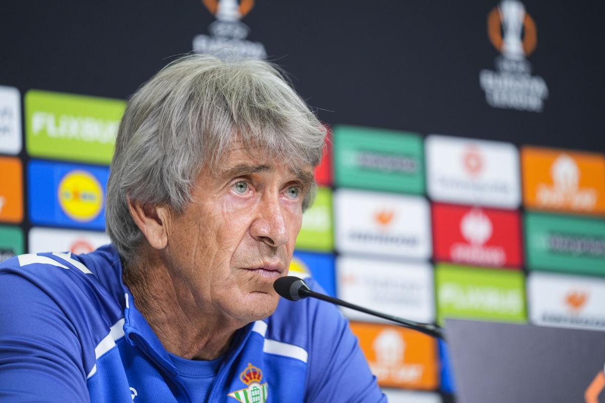 Manuel Pellegrini, en la rueda de prensa previa al Betis-Braga de vuelta de cuartos de final de Europa League en La Cartuja