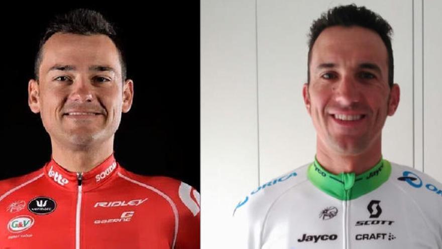 Rafa Valls (Lotto-Soudal) y Rubén Plaza (Orica GreenEdge)