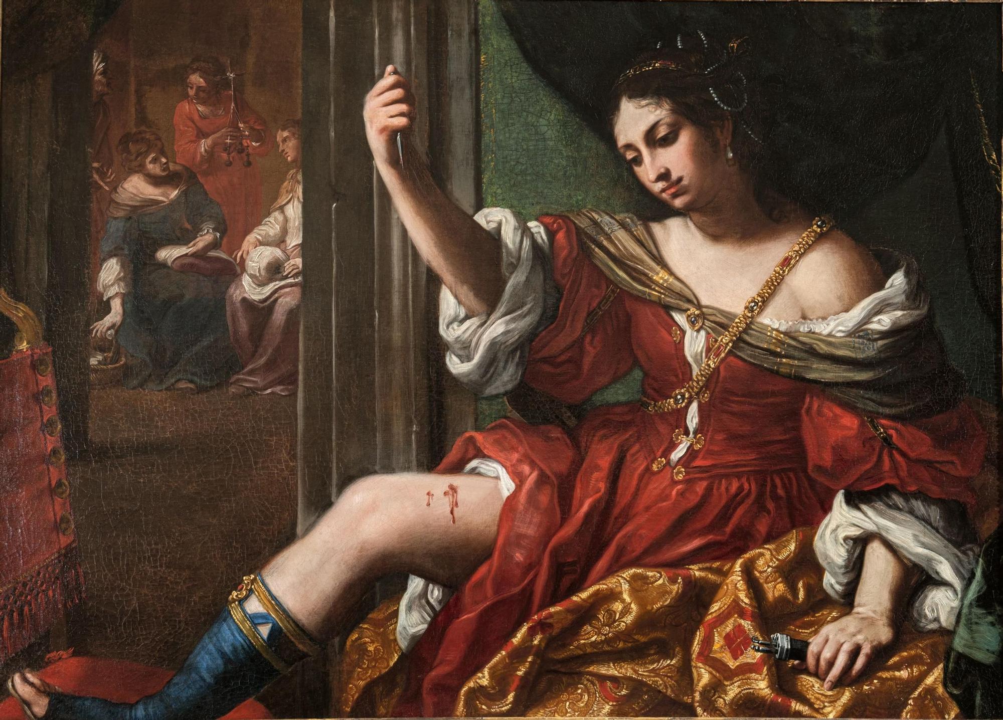 "Porcia hiriéndose en el muslo", Elisabetta Sirani (1664)