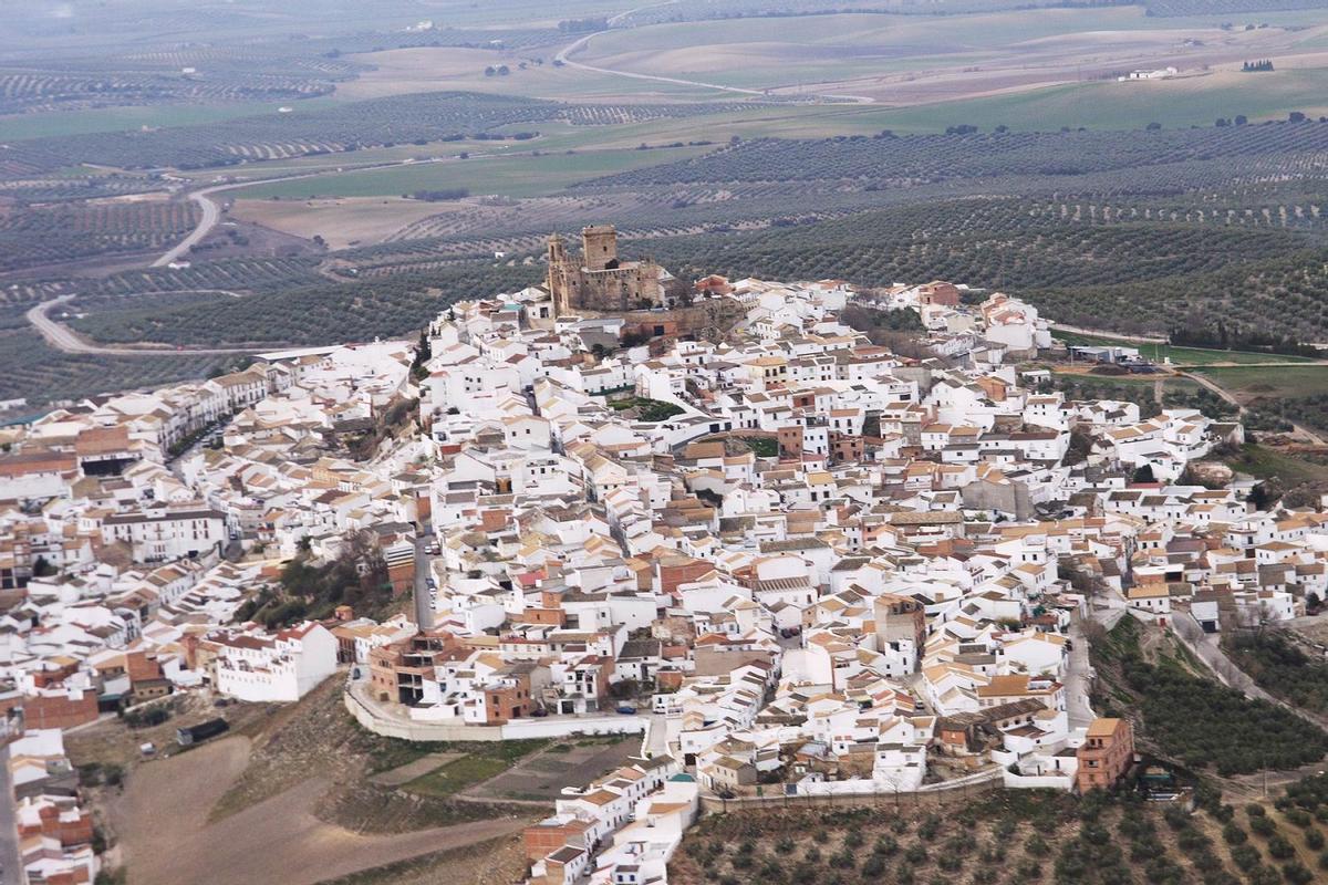 Vista aérea del casco urbano de Espejo.
