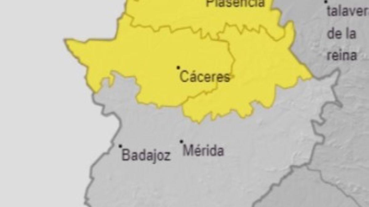 Zona del norte de Cáceres que se verá afectada por las rachas de viento.