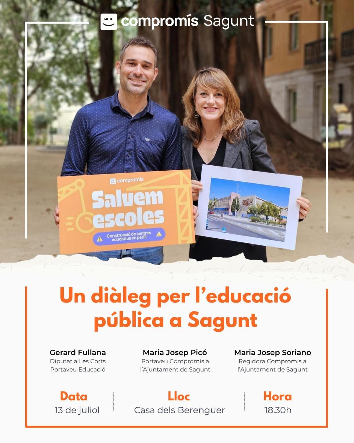 Cartel con los horarios de la reunión.