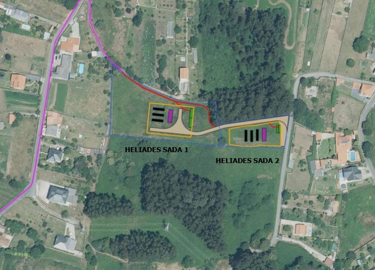 Ubicación de las dos plantas de almacenamiento de baterías eléctricas previstas en Meirás.