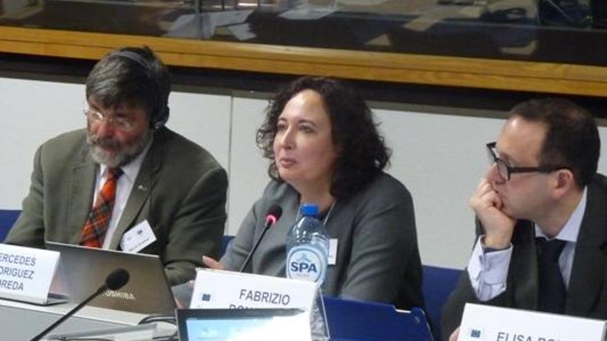 Mercedes Rodríguez durante su intervención en Bruselas.