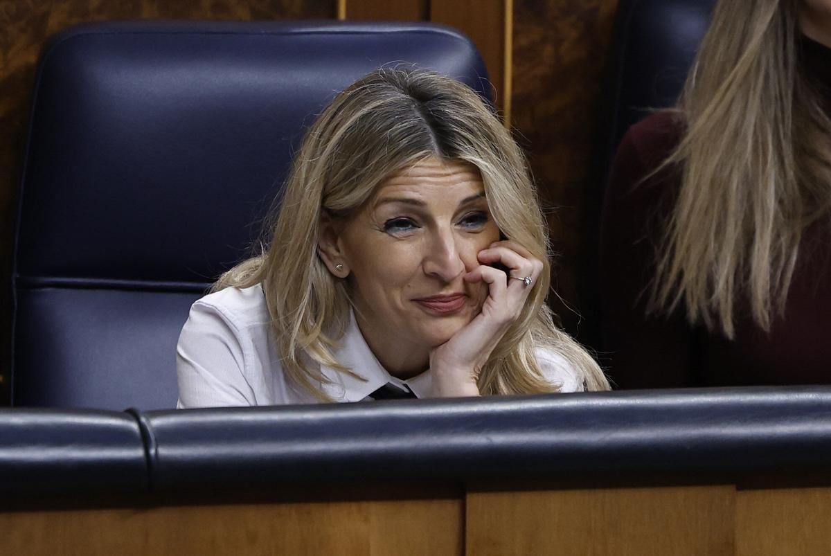 La vicepresidenta segunda del Gobierno y ministra de Trabajo, Yolanda Díaz, este miércoles en el Congreso. EFE/ Chema Moya. Añade texto