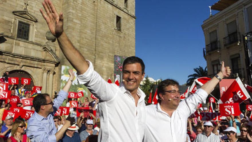 Pedro Sánchez, en un mitin en Badajoz.