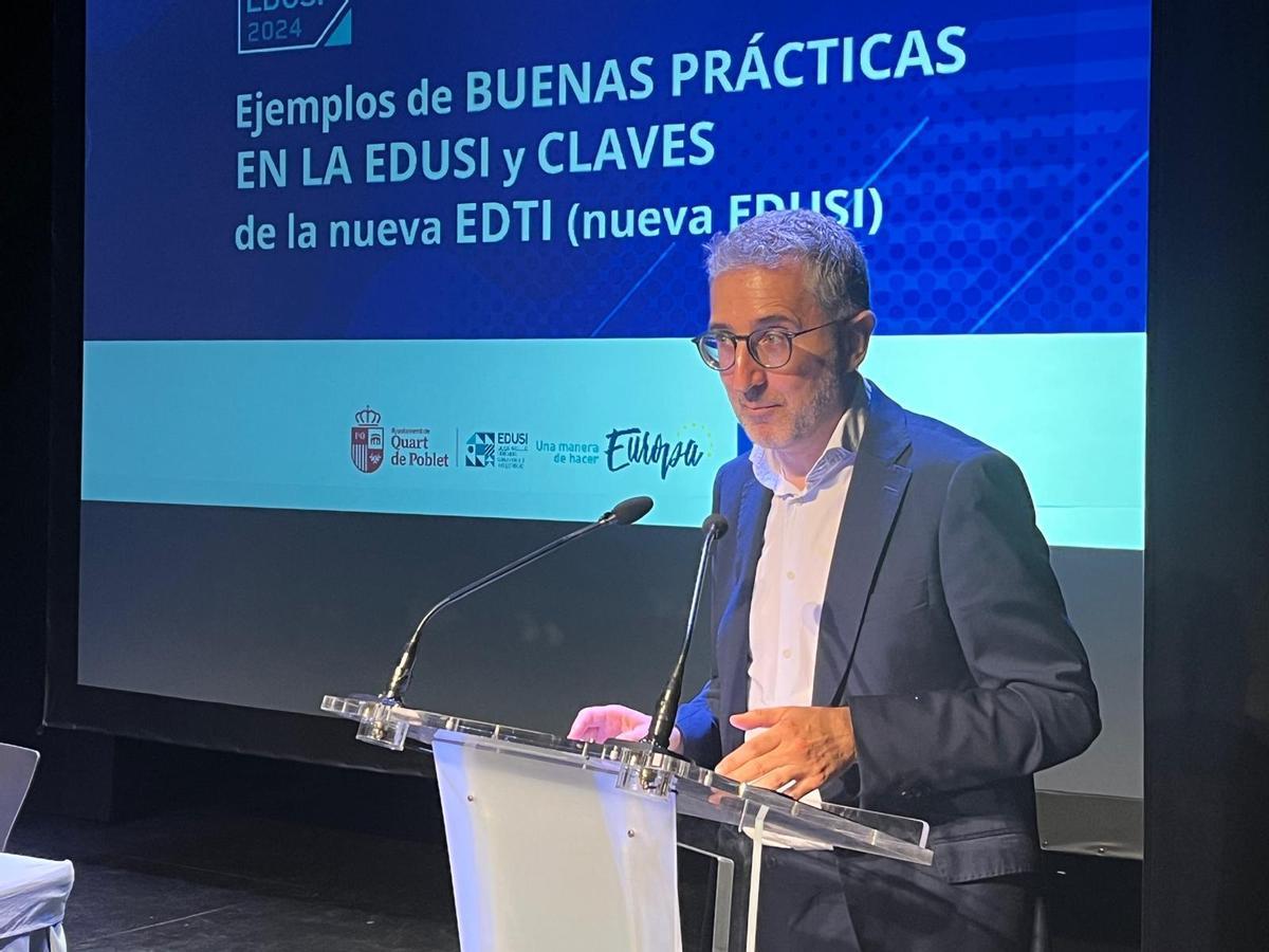 Arcadi España esta mañana en el congreso celebrado en Quart.