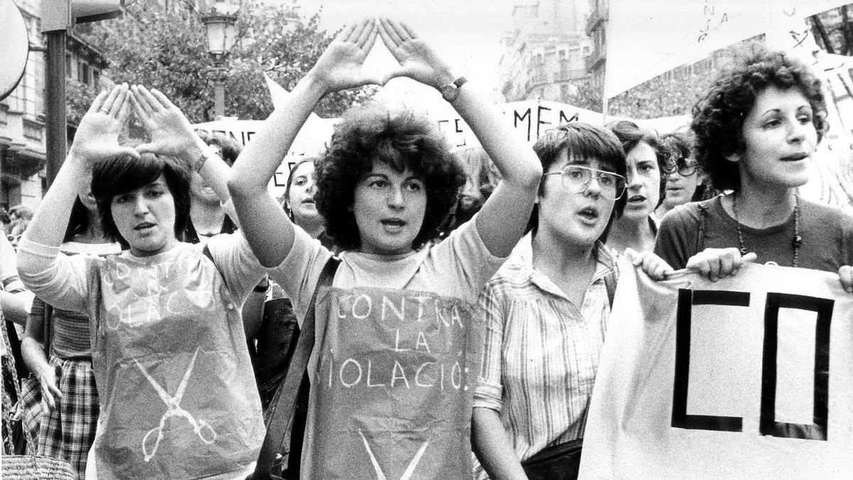 Manifestación feminista en mayo de 1976.