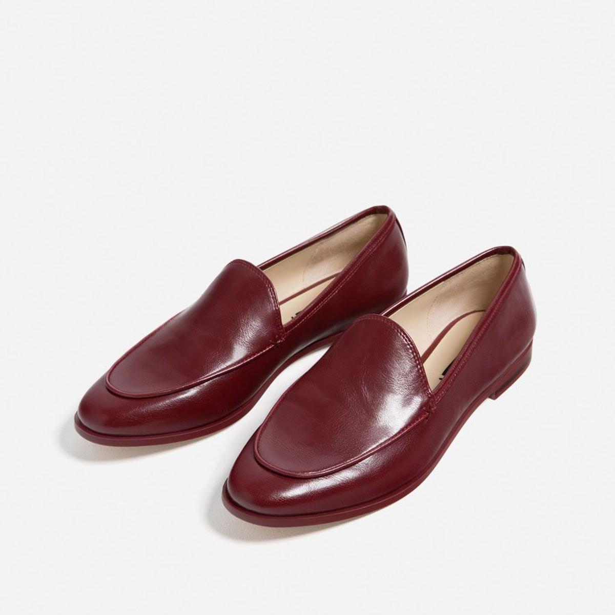 Mocasines rojos de cuero de Zara