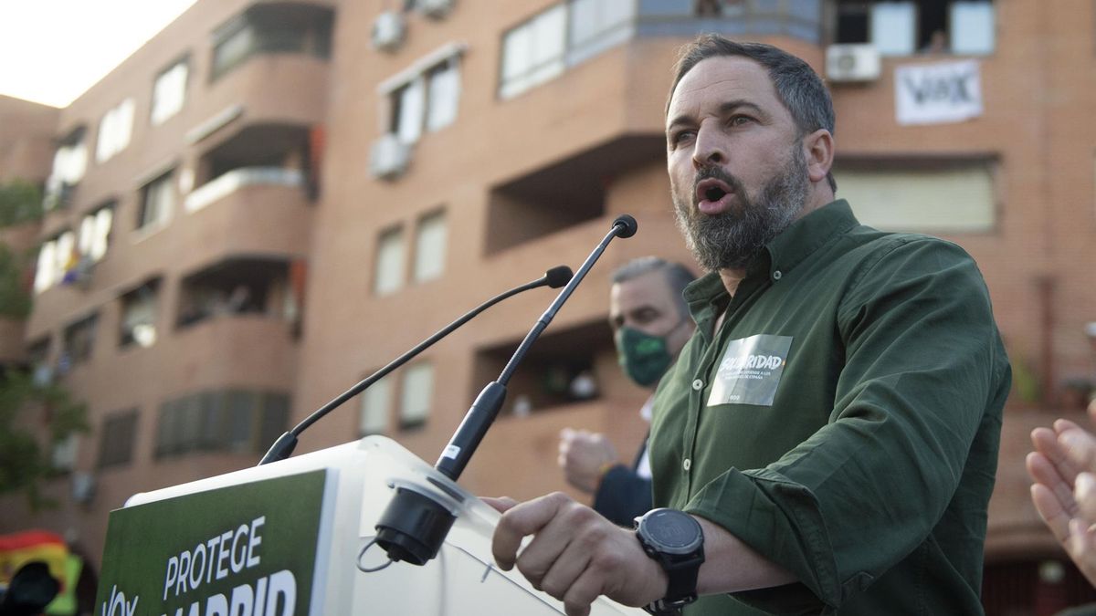 Santiago Abascal during the eventful rally. Santiago Abascal during the eventful rally.