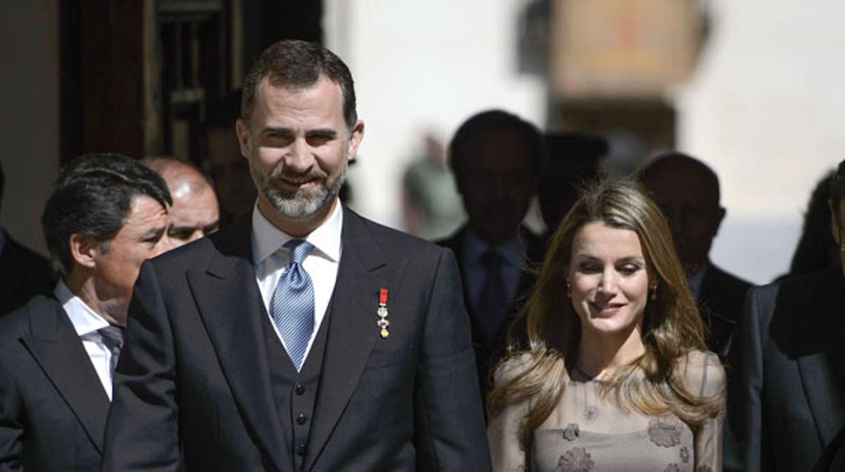 Els prínceps d’Astúries a l’arribar a la cerimònia d’entrega del Premi Cervantes.