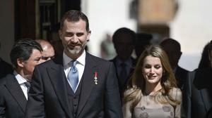 Els prínceps d’Astúries a l’arribar a la cerimònia d’entrega del Premi Cervantes.