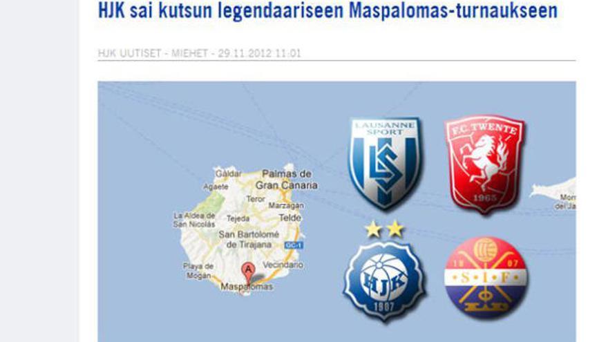 Imagen de la página web del club HJK Helsinki, donde da cuenta de su participación en el torneo de Maspalomas. | lp/dlp