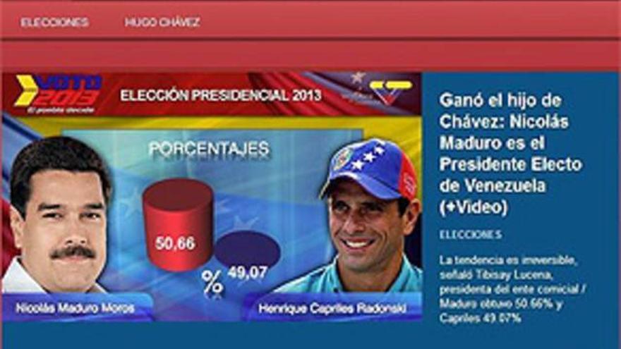 La televisión bolivariana manipula el gráfico de los resultados presidenciales