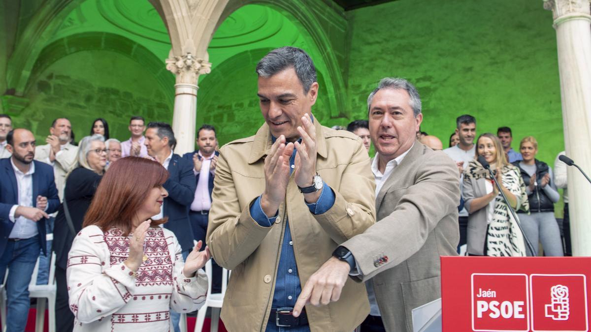 El presidente del Gobierno, Pedro Sánchez, en el acto del PSOE en Úbeda, Jaén.