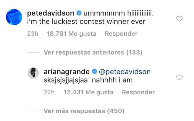 Comentarios de Pete Davidson en el Instagram de Ariana Grande