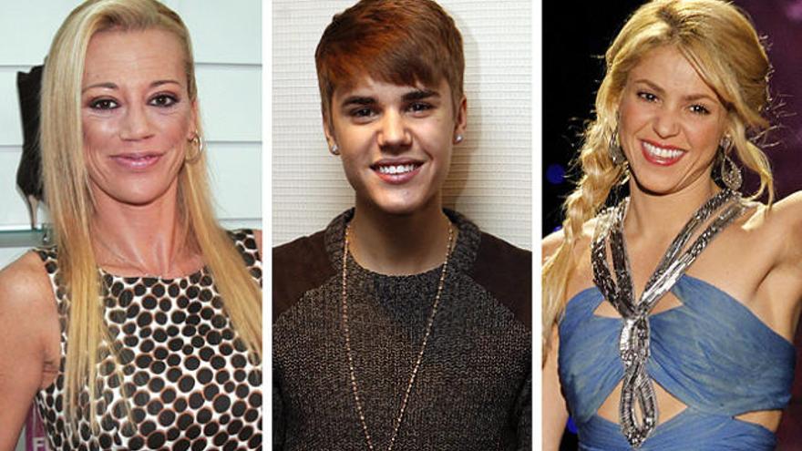 Justin Bieber, Belén Esteban y Shakira.