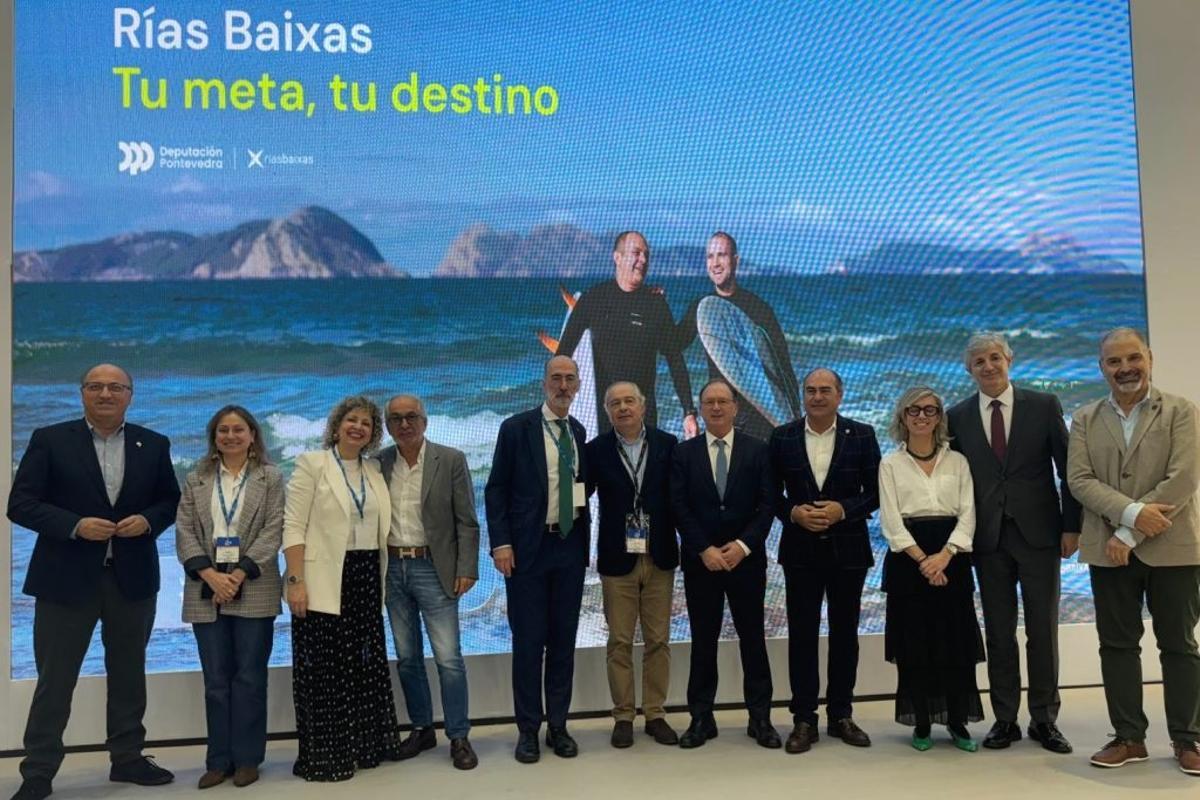 Una delegación del clúster, con la Deputación de Pontevedra en una visita a una feria de Lisboa para promocionar el destino turístico Rías Baixas