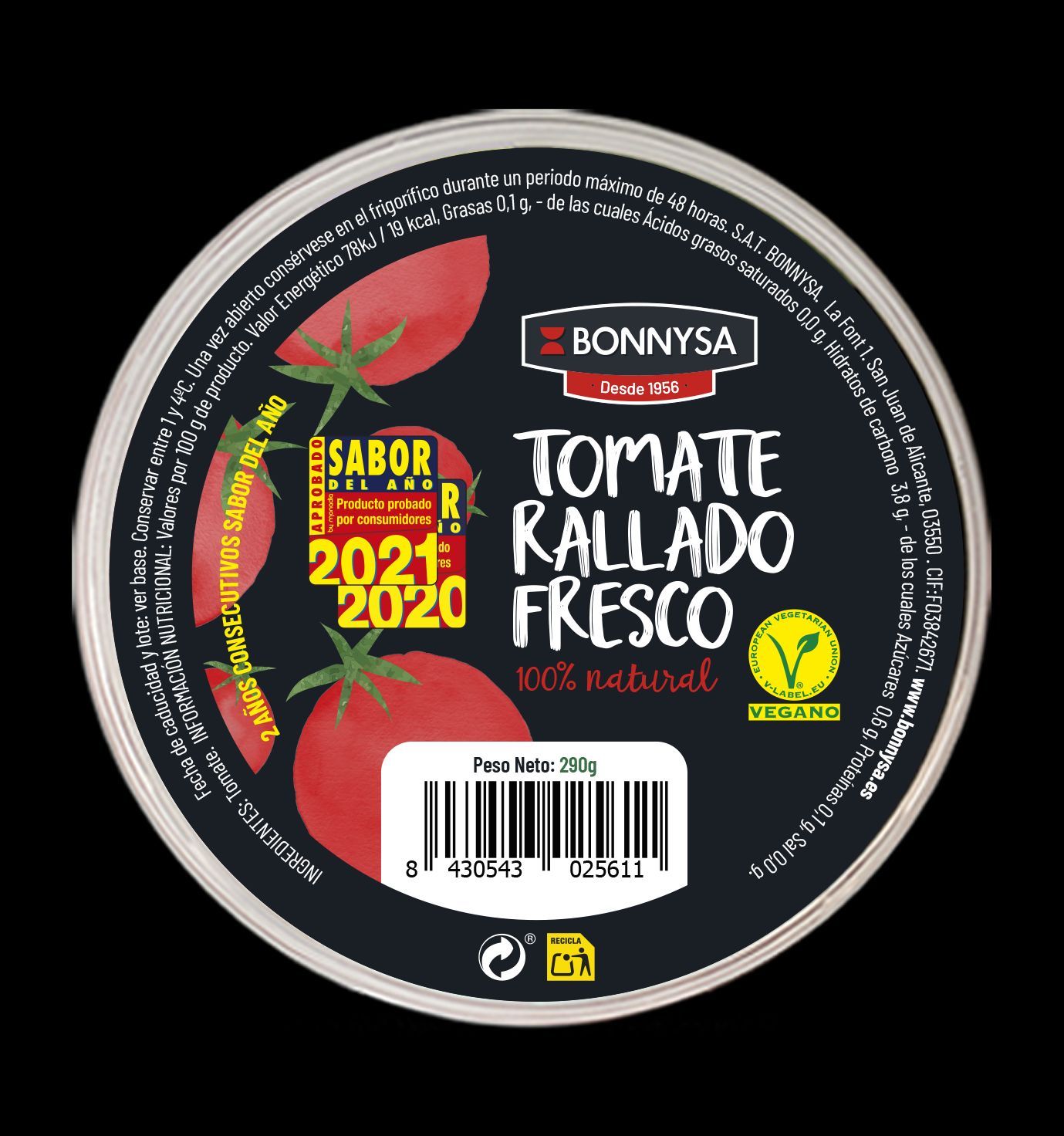 Tomate rallado fresco y natural de Bonnysa, Sabor del Año 2021