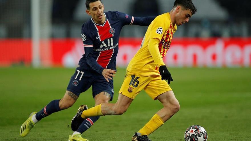 Di María y Pedri, en el encuentro de Champions League del pasado miércoles.