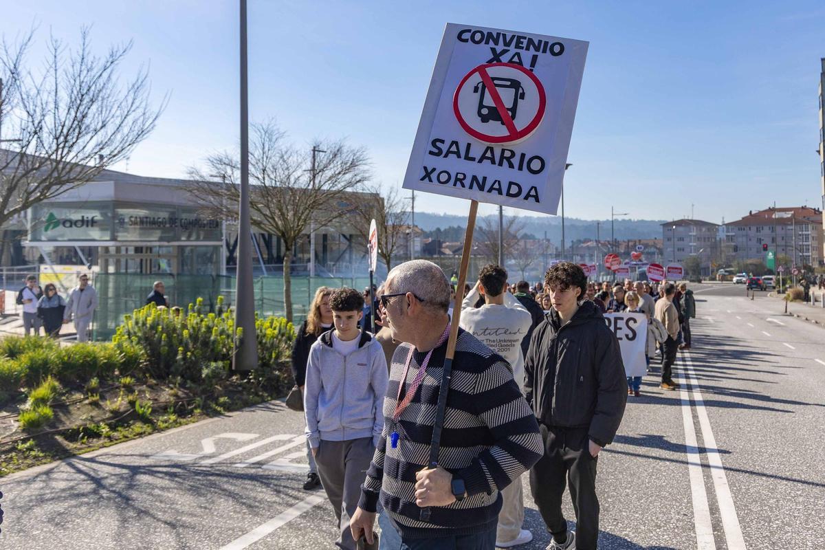 Manifestacion de la cig por el convenio del transporte de A Coruña