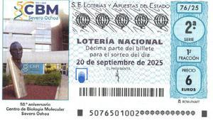 Boleto de la Lotería Nacional del 20 de septiembre de 2025