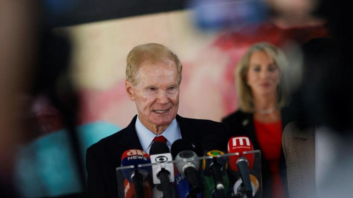 NASA Administrator Bill Nelson attends a news conference, after meeting with Brazil's President Luiz Inacio Lula da Silva (not pictured), at the Planalto Palace in Brasilia, Brazil July 24, 2023. REUTERS/Adriano Machado