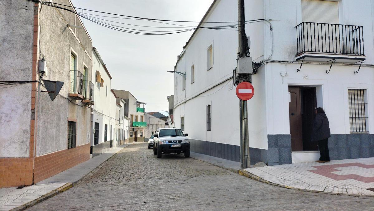 Señal de prohibido el paso entre las calles Libertad y Vasco Núñez