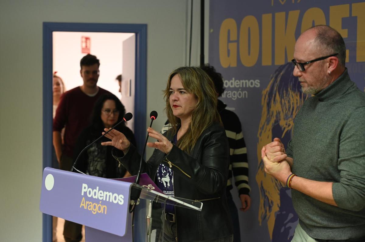 Goicoechea, en la sede de Podemos analizando el resultado electoral