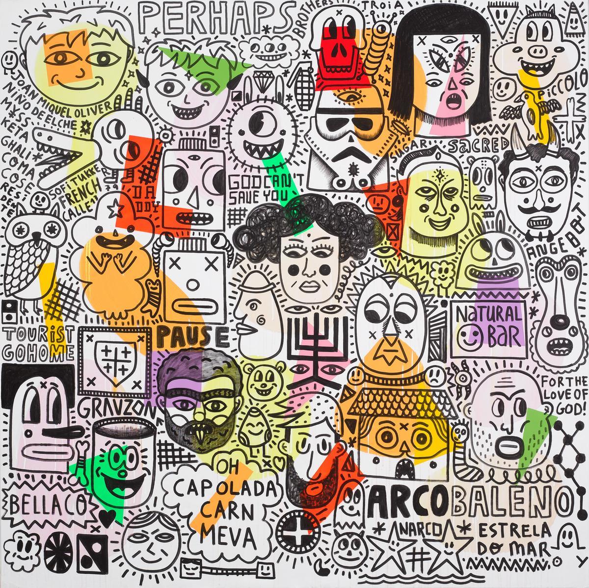 'Arcobaleno' 180x180cm. Mixta sobre tela 2019