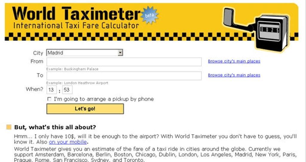 Para saber el precio de los taxis del mundo