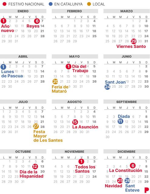 Calendario Laboral Mataro 2024