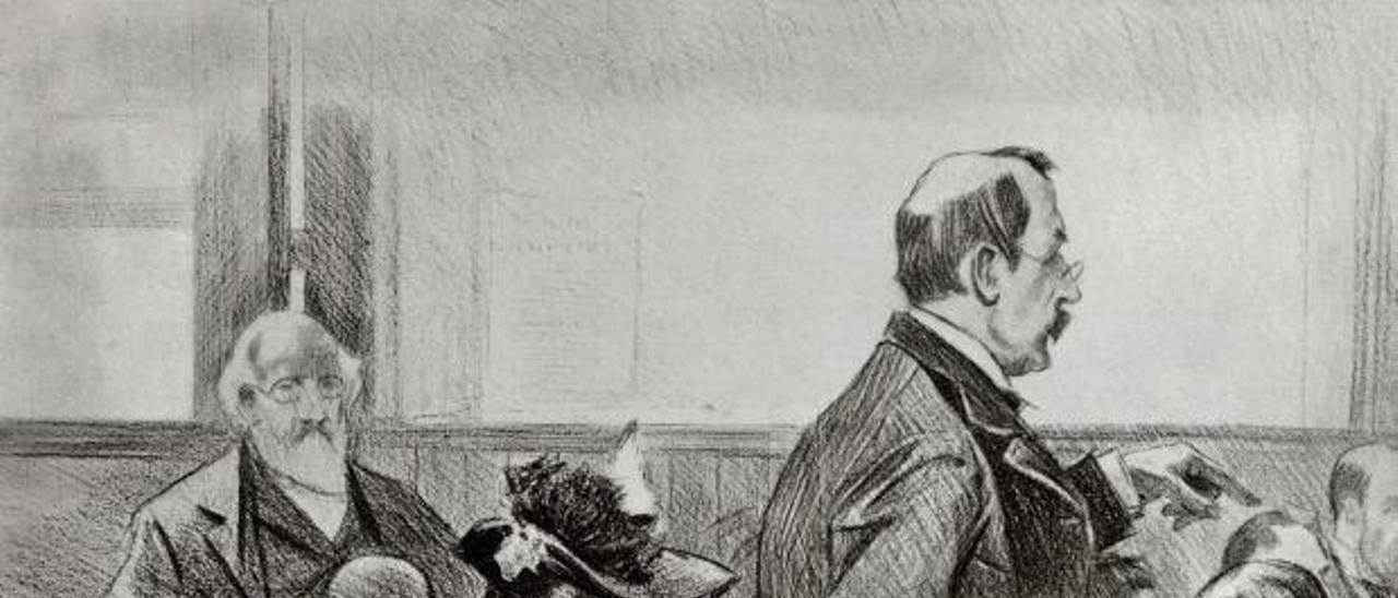 Lizzie Borden retratada durante el juicio.| AGE FOTOSTOCK