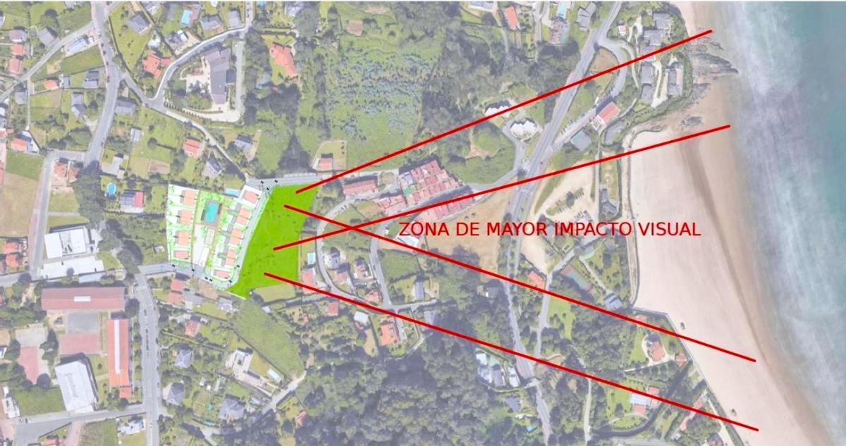 Cuencas visuales de la urbanización de 18 chalés entre Valle Inclán y Bastiagueiro