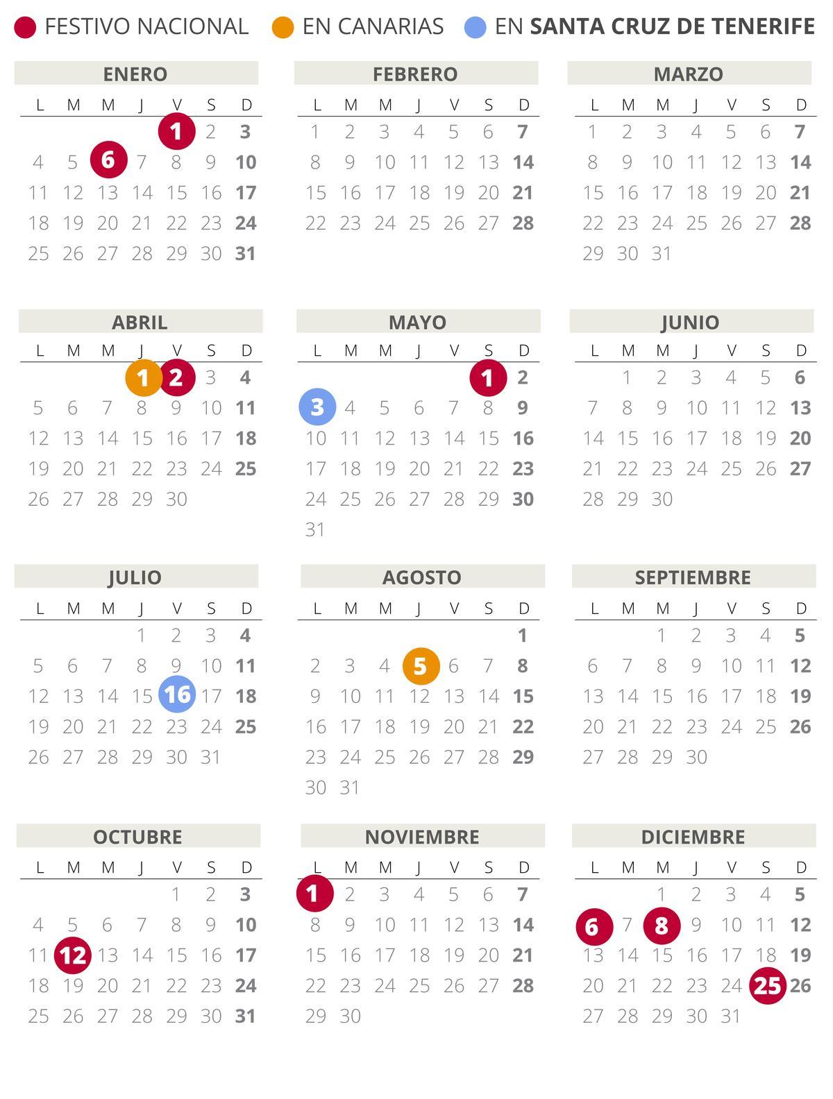 Calendari laboral de Santa Cruz de Tenerife 2021 (amb tots els dies festius)