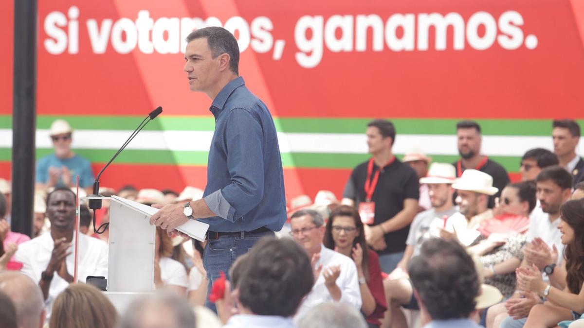 Pedro Sánchez, este sábado en Málaga, durante el mitin del PSOE-A.