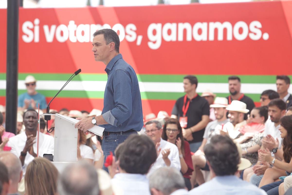 Pedro Sánchez, este sábado en Málaga, durante el mitin del PSOE-A.