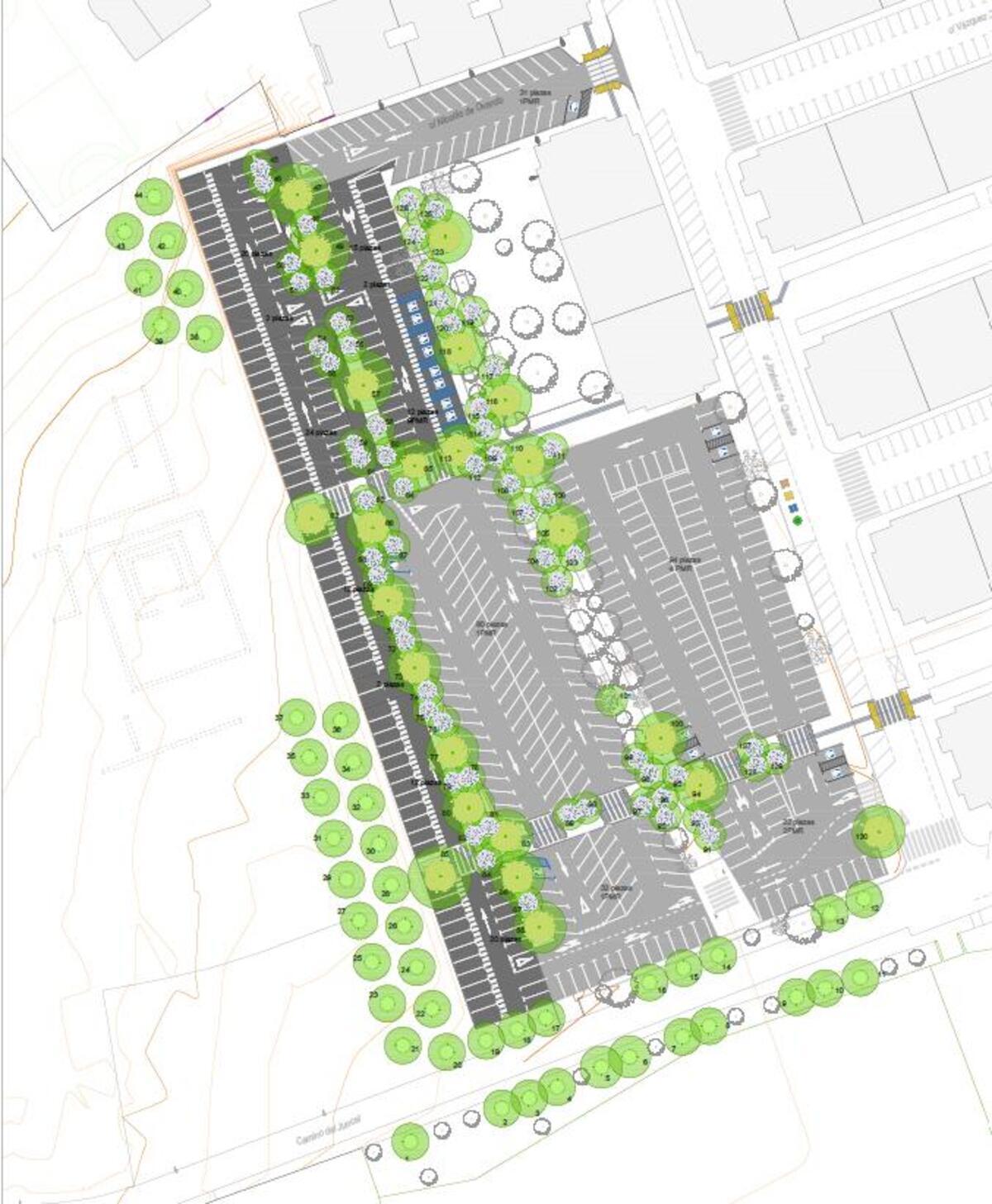 Así se distribuirán las nuevas plazas de aparcamiento en Jiménez de Quesada