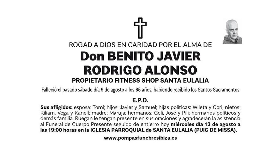 Esquela Benito Javier Rodrigo Alonso