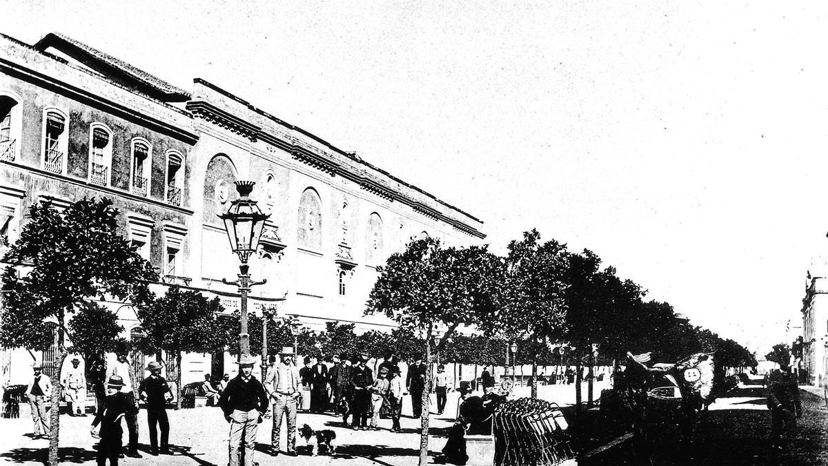 Imagen del bulevar Gran Capitán, fotografiado sobre el año 1890.