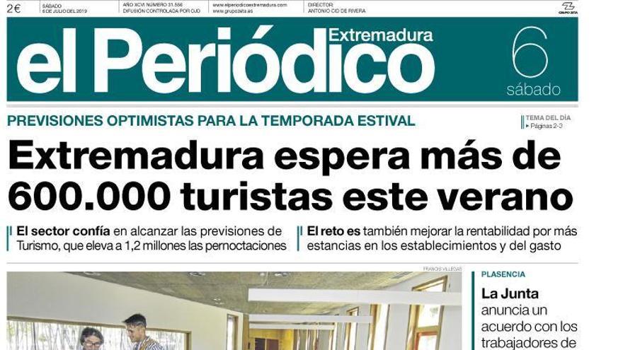 Esta es la portada de EL PERIÓDICO EXTREMADURA correspondiente al día 6 de julio del 2019