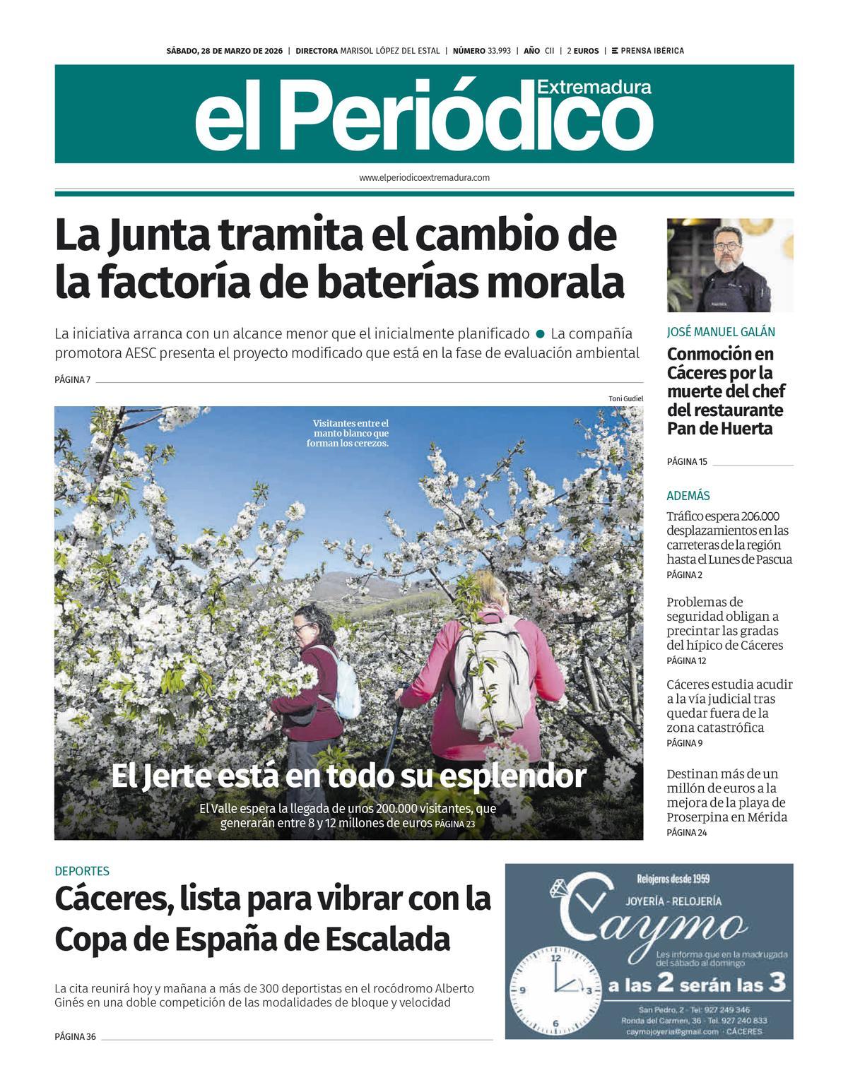 Consulta la portada correspondiente al día 28 de marzo de 2026