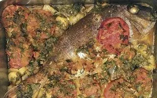 Peix al forn amb verdura