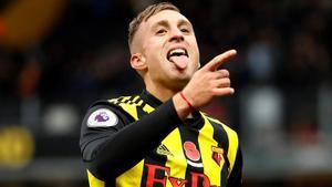 Deulofeu celebra su gol con el Watford.