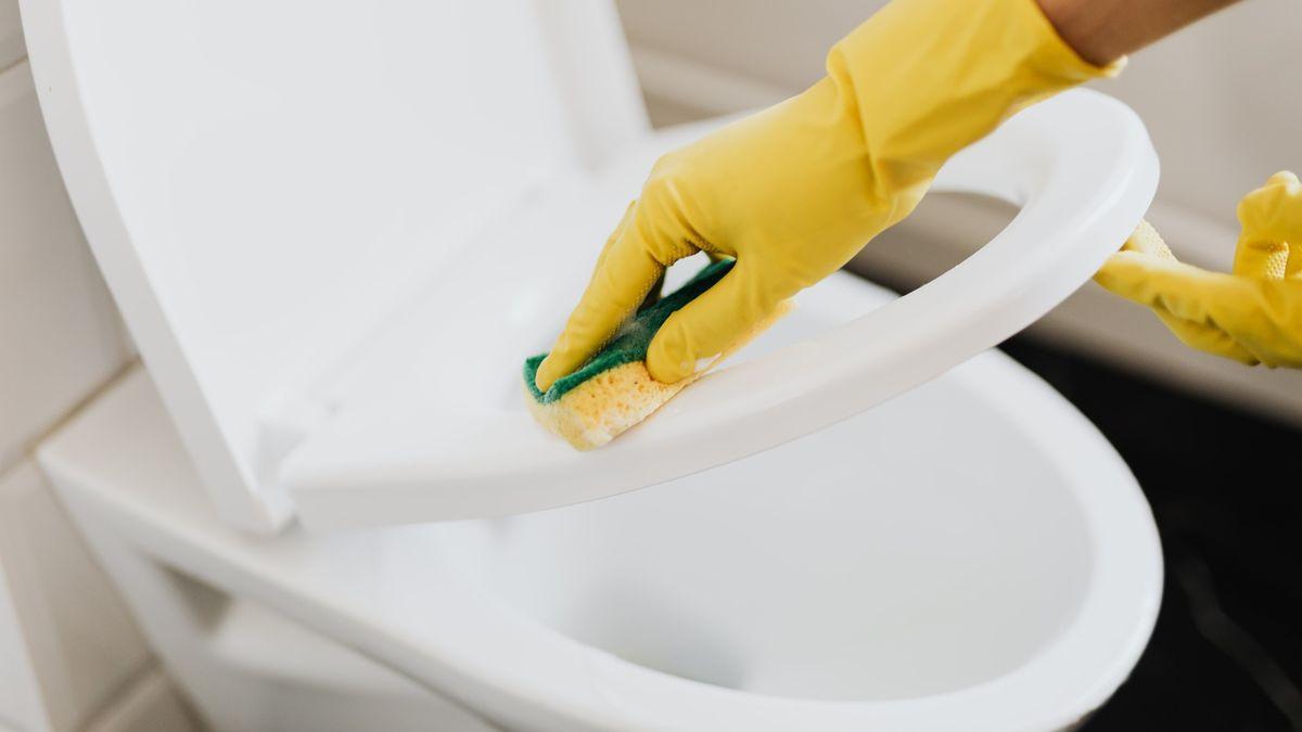 Una persona neteja un vàter. T&#039;expliquem com fer-ho en un minut