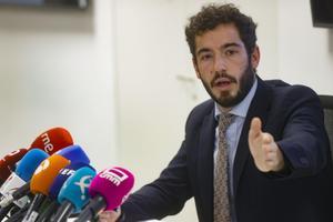 El portavoz y asesor de la Plataforma 6F, Xaime da Pena durante una rueda de prensa en Madrid este lunes para informar sobre las nuevas movilizaciones en el campo.